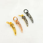 Load image into Gallery viewer, DC404. Diamond Sterling Silver Mini Horn Charm