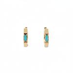 Load image into Gallery viewer, EHZ57587TQ. 14K Solid Gold Octagon Hoop Earrings with Turquoise
