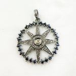 Load image into Gallery viewer, DSP065. Diamond Sterling Silver Round Star Pendant with Polki Diamond and Gemstone