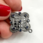 Load image into Gallery viewer, DC912. Diamond Sterling Silver Flower Connector with Gemstone