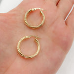 Load image into Gallery viewer, 14K Gold Textured Hollow Hoop Earrings