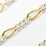 Load image into Gallery viewer, XM/3831C. 14K Gold Filled & Sterling Silver Figaro Link Chain – Long Gold, Short Silver Pattern