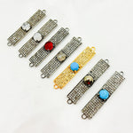 Load image into Gallery viewer, DC9. Silver Diamond and Gemstone Rectangle Connector