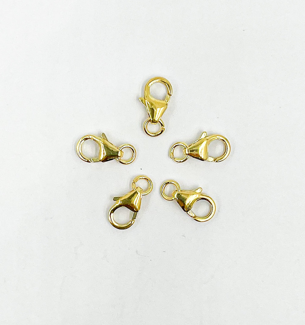 925 Sterling Silver Gold Plated 8mm Trigger Clasps. GPTC1