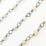 Load image into Gallery viewer, Coated Peach Moonstone Oxidized Wire Chain. CMS67
