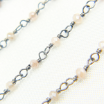 Load image into Gallery viewer, Coated Peach Moonstone Oxidized Wire Chain. CMS67