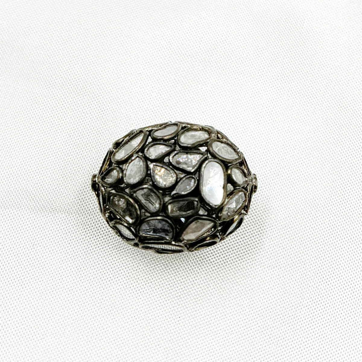 DC732. Diamond & Sterling Silver Oval Bead