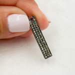 Load image into Gallery viewer, DC4. Diamond Black Rhodium Sterling Silver Bar Charm
