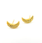 Load image into Gallery viewer, Pave Diamond Sterling Silver Moon Studs