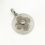 Load image into Gallery viewer, DP383. Diamond Sterling Silver Round Flower Pendant with Gemstone