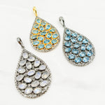 Load image into Gallery viewer, DSP022. Diamond Sterling Silver Drop Pendant With Gemstone