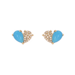 Load image into Gallery viewer, CE96484TQ6X4. 14K Solid Gold Diamonds and Turquoise Heart Stud Earrings