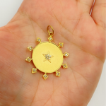 Load image into Gallery viewer, 14K Solid Gold Diamonds Star Circle Charm. GDP180