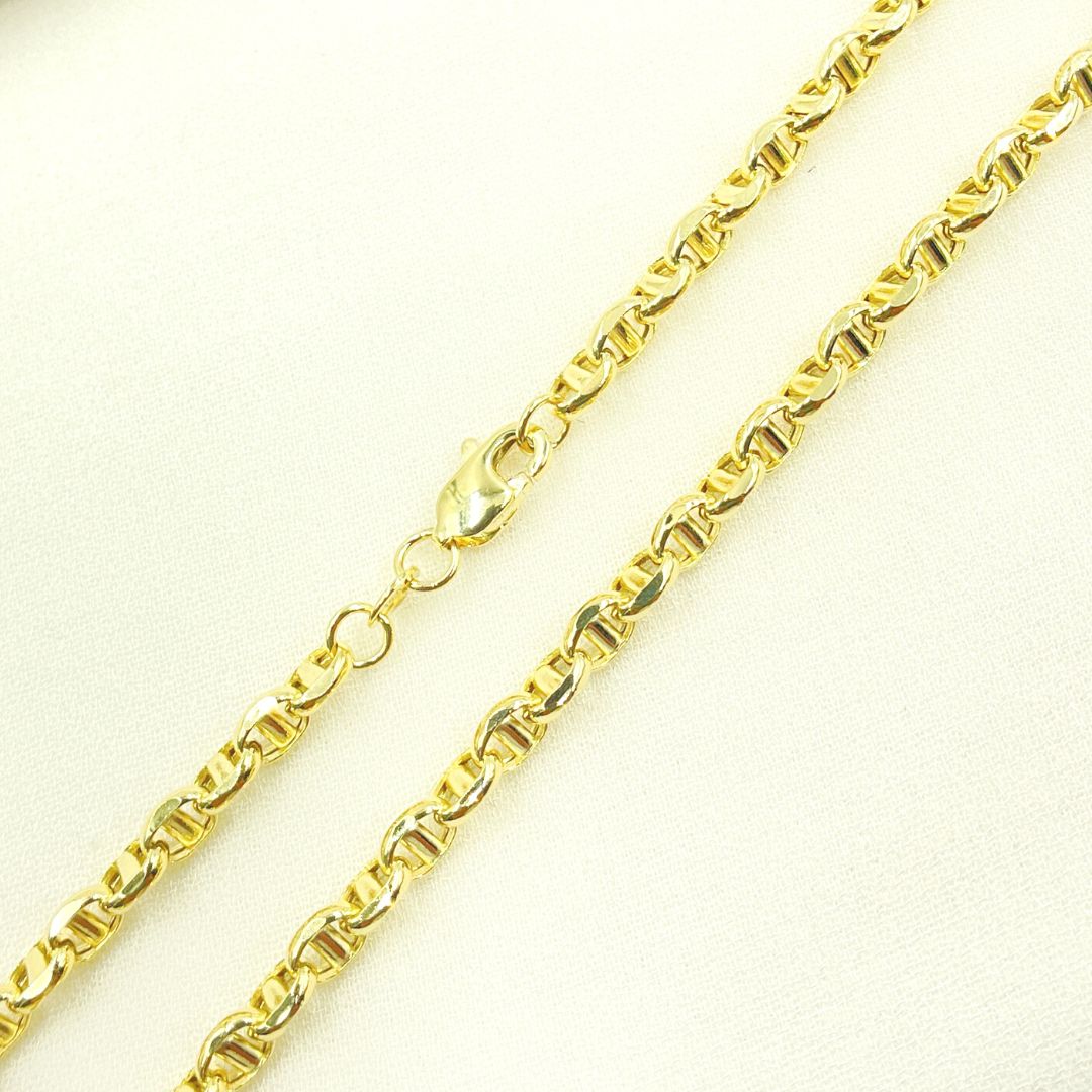 14K Solid Yellow Gold Diamond Cut Gucci Style Link Chain. 14K53