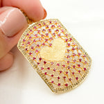 Load image into Gallery viewer, DP187. Diamond Sterling Silver Rectangle Heart Pendant with Gemstone