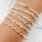 Load image into Gallery viewer, Sterling Silver Twisted & Diamond Cut Rectangle Chain