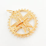 Load image into Gallery viewer, 14K Gold Crystal Diamond Round Compass Pendant