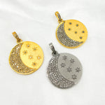 Load image into Gallery viewer, DP408. Diamond & Sterling Silver Stars Round Pendant