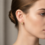 Load image into Gallery viewer, EHF57385. 14K Solid Yellow Gold Diamond Hoop Earrings