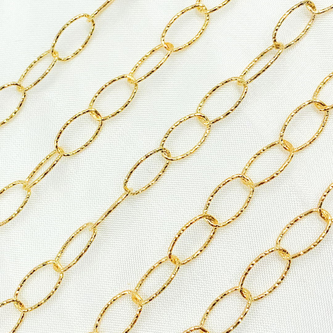 Gold Plated 925 Sterling Silver Diamond Cut Oval Link Chain. Y72AGP