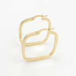 Load image into Gallery viewer, Buy Now 14K Solid Gold Textured Square Hollow Hoop Earrings