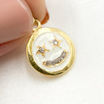 Load image into Gallery viewer, Sterling Silver Round Star Smiley Enamel Charm