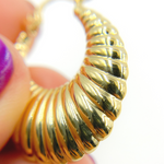 Load image into Gallery viewer, GER121. 14K Solid Gold Chunky Croissant Hollow Hoop Earrings