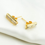 Load image into Gallery viewer, EFE52672. 14k Solid Gold Diamond Baguette Stud Earrings