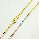 Load image into Gallery viewer, 14k Solid Gold Tri-Color Bar Chain