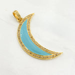 Load image into Gallery viewer, Diamond Sterling Silver Moon Enamel Pendant