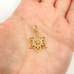 Load image into Gallery viewer, 14K Solid Gold Flower Charm with Diamonds. GDP324

