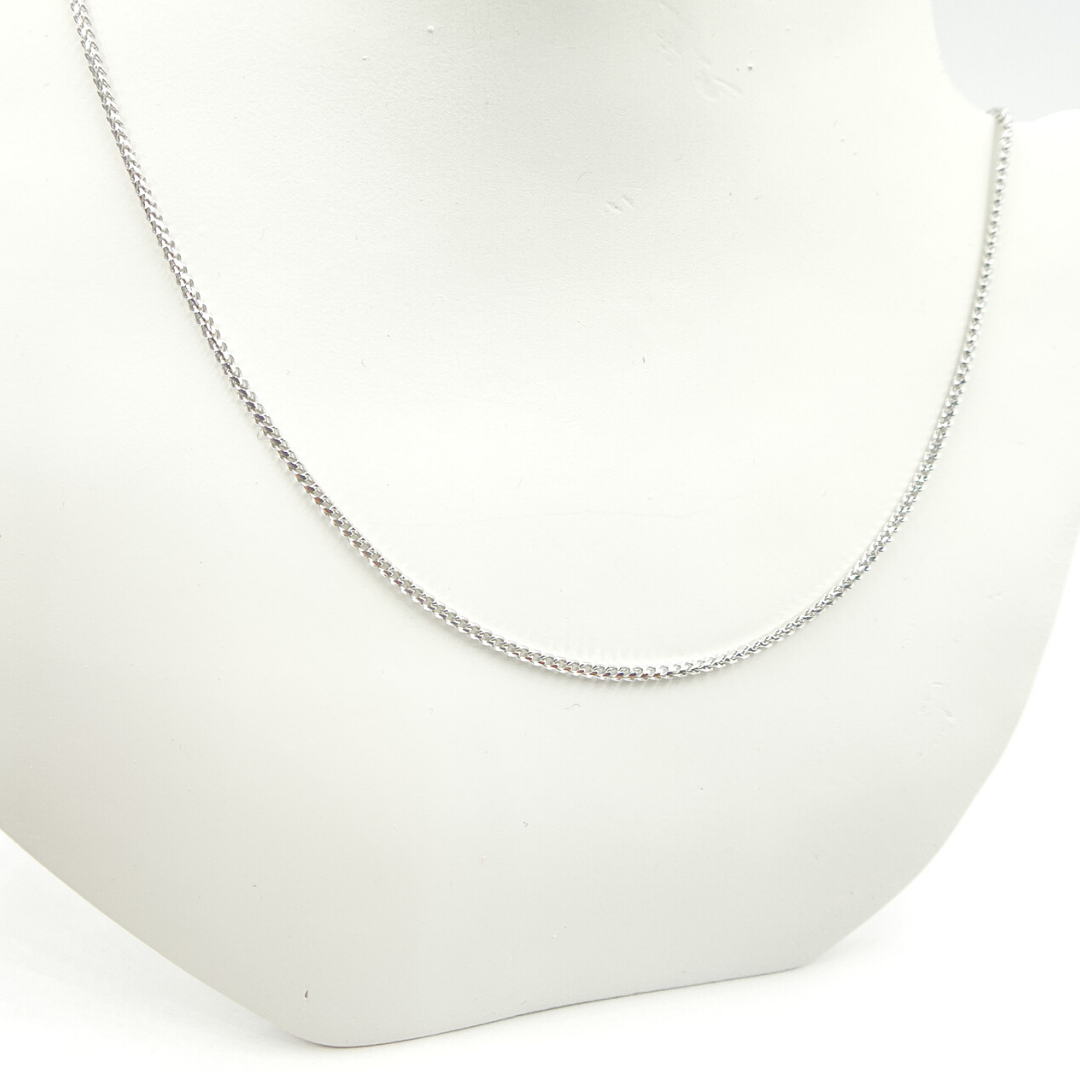 14K Solid White Gold Wheat Necklace. 040FRDTWG