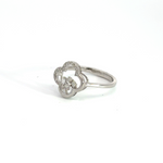 Load image into Gallery viewer, 14K Solid White Gold Diamond Flower Ring.