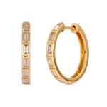 Load image into Gallery viewer, 14k Solid Gold Baguette Hoops