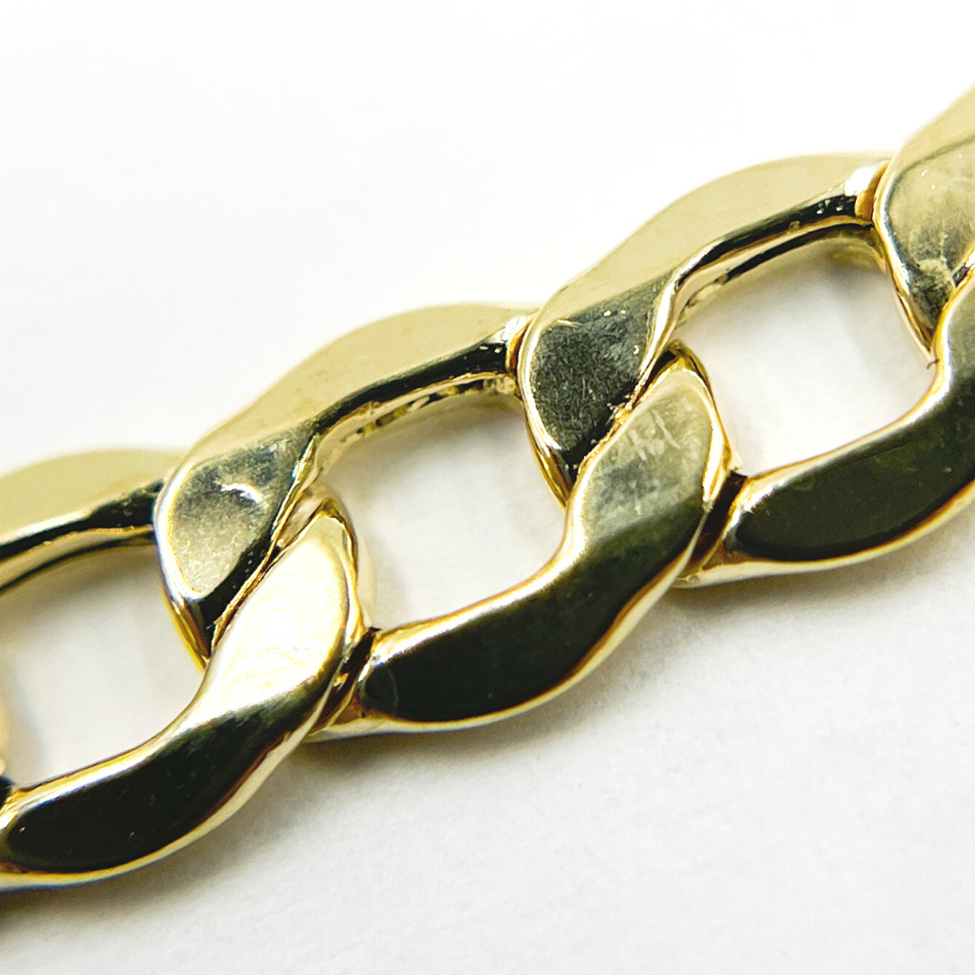 14K Solid Gold Flat Curb Necklace.