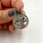 Load image into Gallery viewer, DP251. Diamond Sterling Silver Emoji Pendant with Gemstone