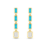 Load image into Gallery viewer, EFI51973TQ. 14k Solid Gold Diamond and Turquoise Dangle Earrings