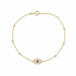 Load image into Gallery viewer, BR401077. 14k Solid Gold Diamond and Gemstone Eye Bracelet