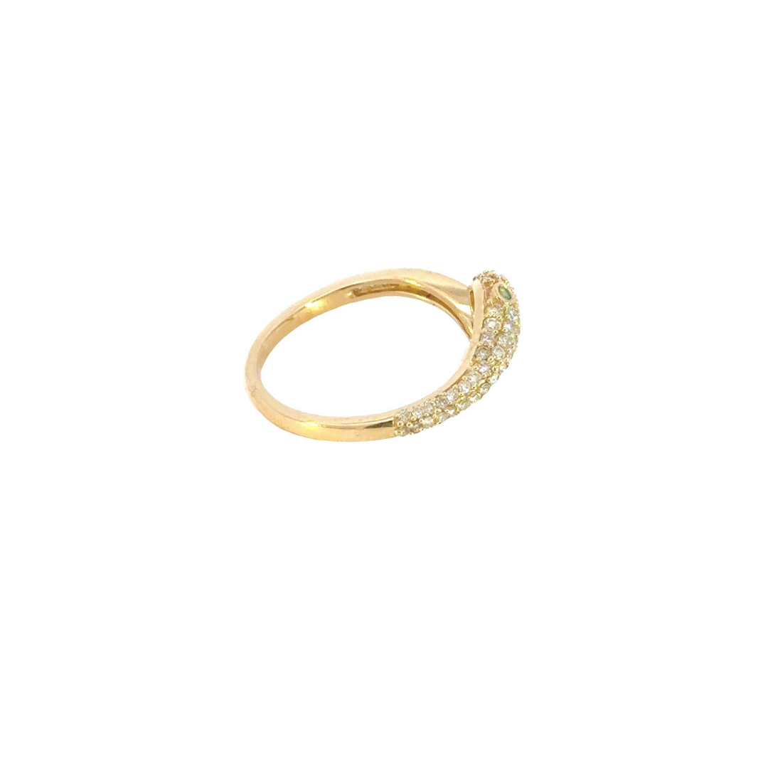 14k Solid Gold Diamond and Emerald Snake Ring. RFF17700EM