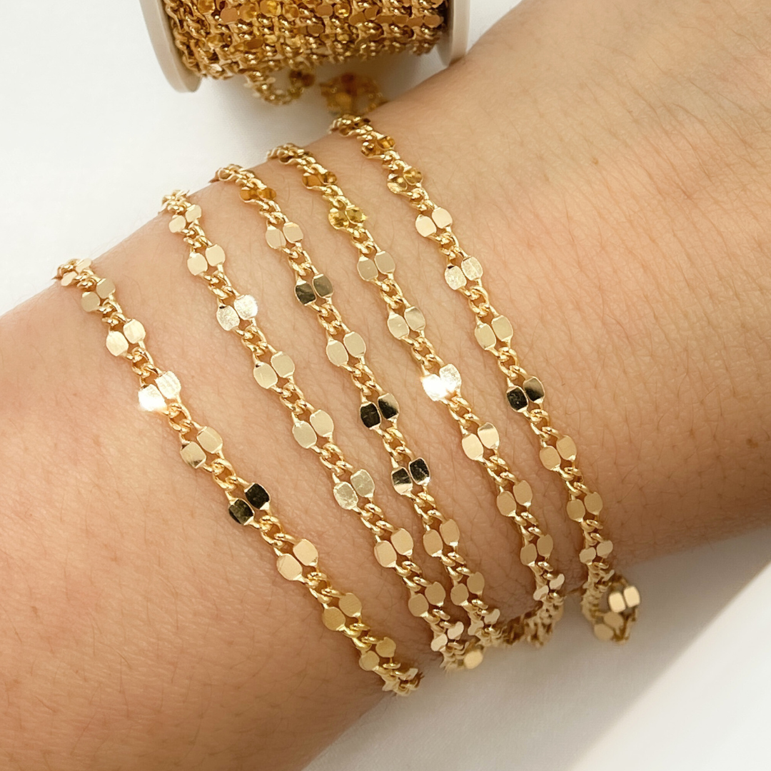 V204GF. 14k Yellow Gold Filled Flat Marina Link Chain