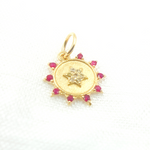 Load image into Gallery viewer, GDP442. 14K Solid Gold Diamond Circle Charm with Star