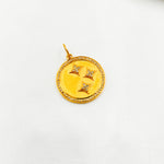 Load image into Gallery viewer, 14K Solid Gold Diamond Circle Stars Charm. GDP244