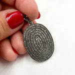 Load image into Gallery viewer, DP012. Diamond Sterling Silver Oval Pendant