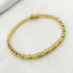 Load image into Gallery viewer, BTL65122EM. 14k Solid Gold Diamond and Gemstone Tennis Bracelet