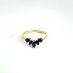 Load image into Gallery viewer, 14k Solid Yellow Gold Blue Sapphire Flower Ring.