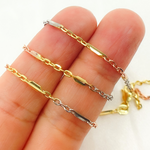 Load image into Gallery viewer, 14k Solid Gold Tri-Color Bar Chain