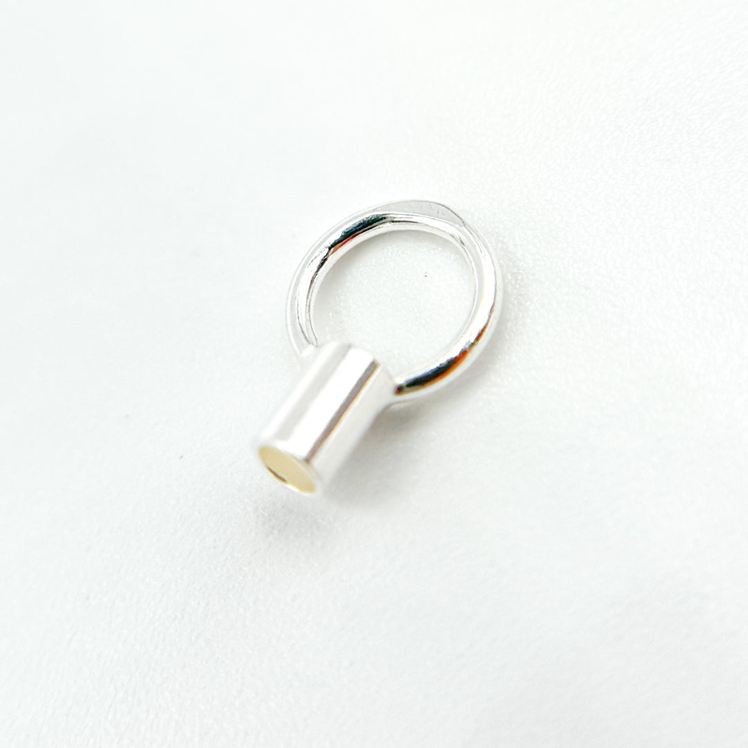 White Sterling Silver Crimp Endcap with Ring