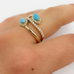 Load image into Gallery viewer, CR97179TQ7X3.5. 14K Solid Gold Diamond and Turquoise Ring