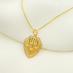 Load image into Gallery viewer, 14K Solid Gold Shield Charm with Diamonds and Stars in the center. GDP161
