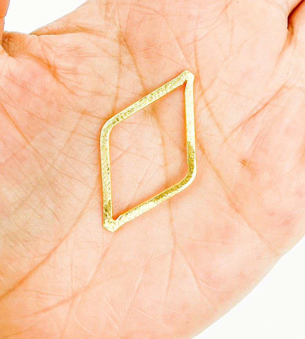 Gold Plated 925 Sterling Silver Diamond Shape 35x21mm